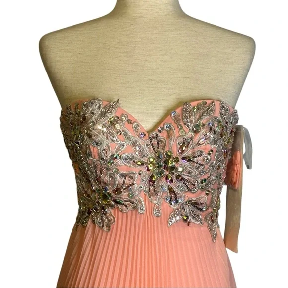 Tony Bowls Orange Pink Sequined Dress Pageant Prom Wedding 114L05 NWT Size  2